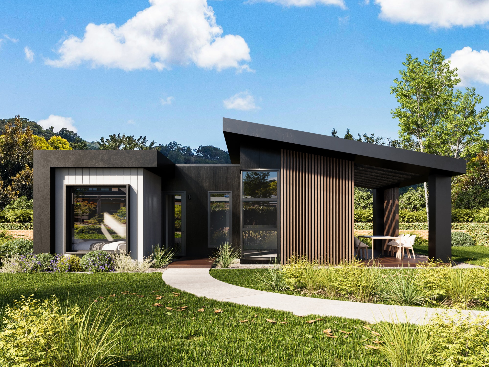 Dwellix 2 granny flat, Gold façade — view 1
